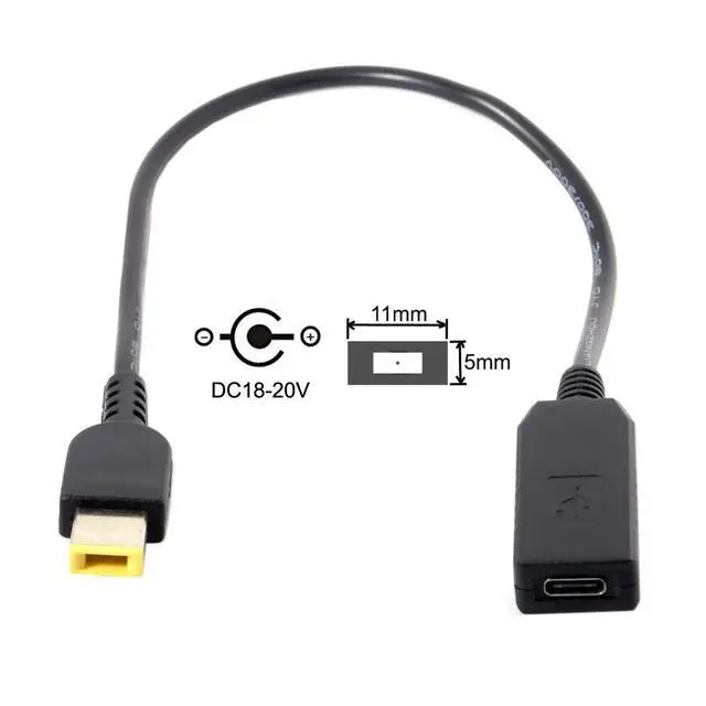 Alt view image 4 of 7 - USB 3.1 Type C USB-C to Rectangle 11.0x4.5mm Power Plug PD Emulator Trigger Charge Cable for Lenovo ThinkPad X1 Carbon