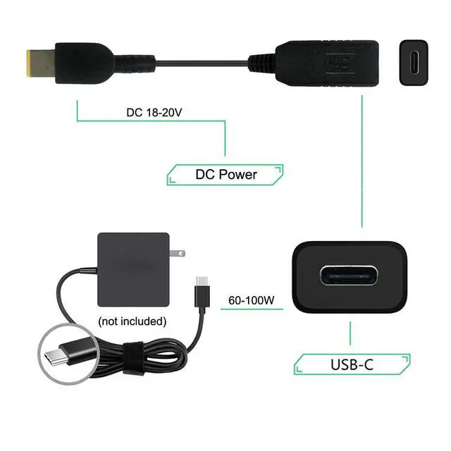 Alt view image 6 of 7 - USB 3.1 Type C USB-C to Rectangle 11.0x4.5mm Power Plug PD Emulator Trigger Charge Cable for Lenovo ThinkPad X1 Carbon