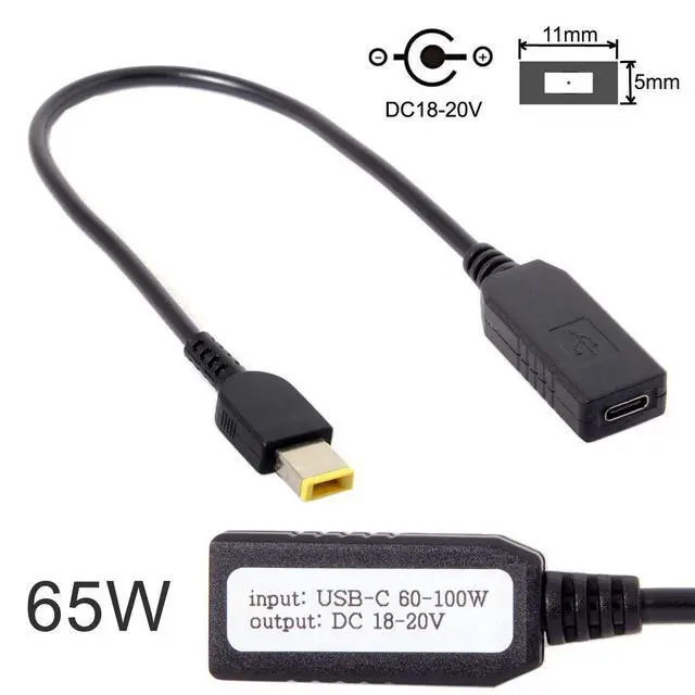 Alt view image 7 of 7 - USB 3.1 Type C USB-C to Rectangle 11.0x4.5mm Power Plug PD Emulator Trigger Charge Cable for Lenovo ThinkPad X1 Carbon