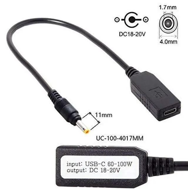 Alt view image 7 of 7 - USB 3.1 Type C USB-C Input to DC 20V 4.0x1.7mm Output Power Plug PD Emulator Trigger Charge Cable for Laptop
