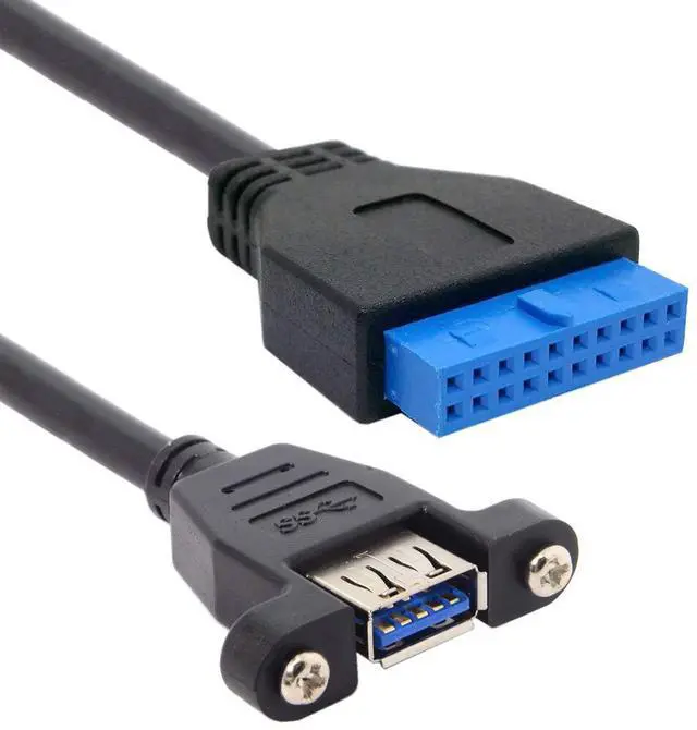 Alt view image 4 of 7 - USB 3.0 Single Port A Female Screw Mount Type to Motherboard 20pin Header Cable 25cm