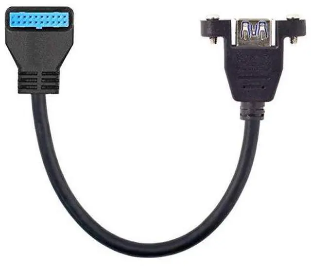 Main image of USB 3.0 Single Port A Female Screw Mount Type to Down Angled Motherboard 20pin Header Cable 90 Degree