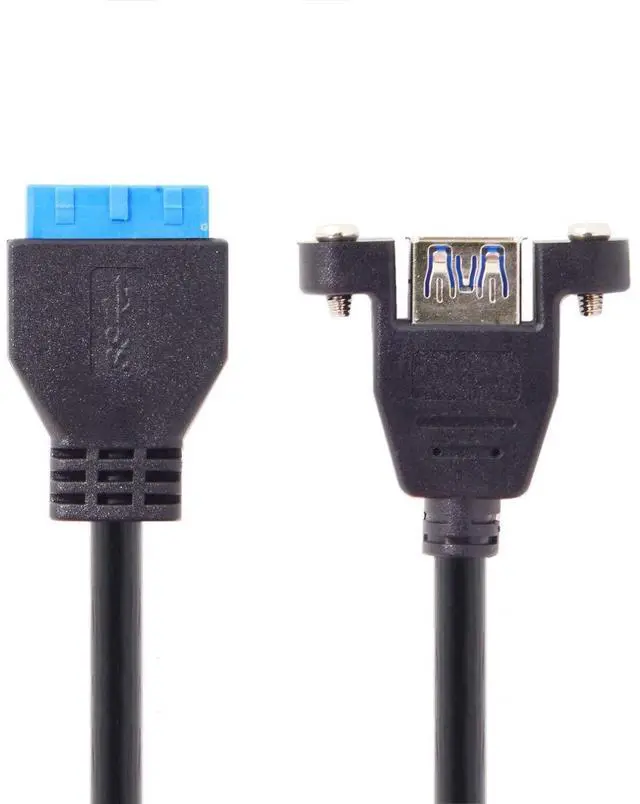 Alt view image 7 of 7 - USB 3.0 Single Port A Female Screw Mount Type to Motherboard 20pin Header Cable 25cm