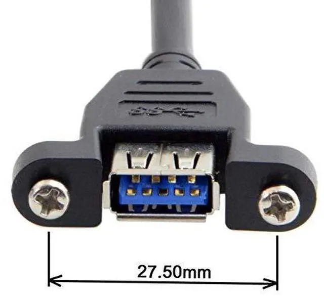 Alt view image 7 of 7 - USB 3.0 Single Port A Female Screw Mount Type to Down Angled Motherboard 20pin Header Cable 90 Degree