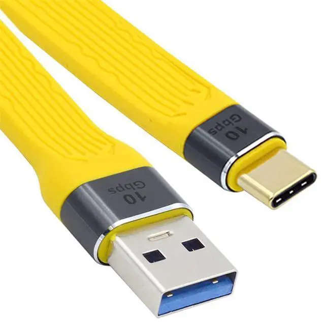 Main image of Yellow 10Gbps USB 3.1 Type C Male to USB3.0 Type A Male Flat Slim FPC Data Cable for Laptop & Phone