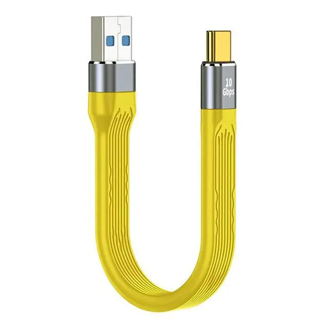 Alt view image 7 of 7 - Yellow 10Gbps USB 3.1 Type C Male to USB3.0 Type A Male Flat Slim FPC Data Cable for Laptop & Phone