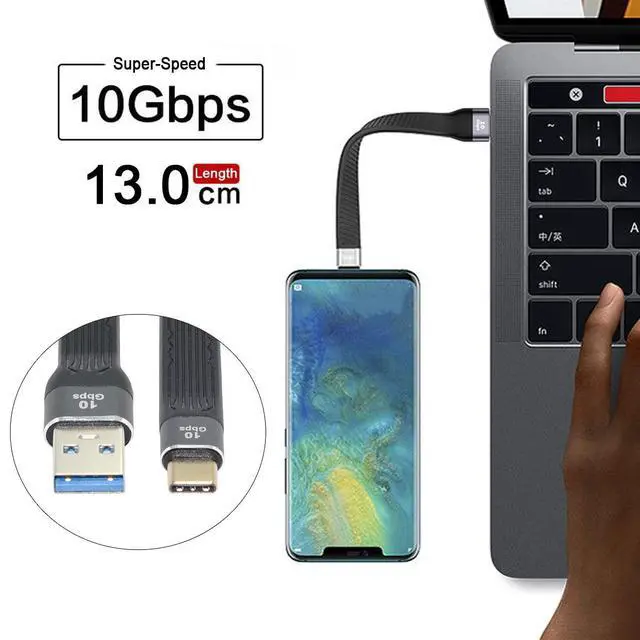 Alt view image 2 of 7 - 10Gbps USB 3.1 Type C Male Host to USB3.0 Type A Male Flat Slim FPC Data Cable for Laptop & Phone