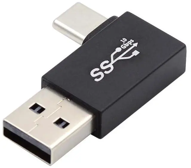 Main image of 10Gbps USB3.0 Type A Male to USB 3.1 Type C Male Data Charge Adapter 90 Degree Left Angled for Laptop Phone