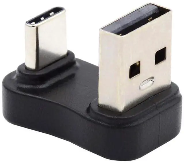 Main image of 10Gbps Type A USB3.0 Male to USB 3.1 Type C Male Data Opposite U Shape Back Down Angled 90 Degree Charge Adapter for Laptop Phone