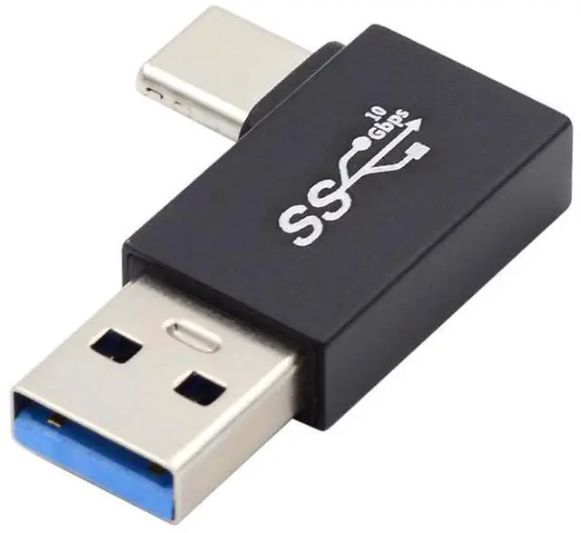 Main image of 10Gbps USB3.0 Type A Male to USB 3.1 Type C Male Data Charge Adapter 90 Degree Right Angled for Laptop Phone