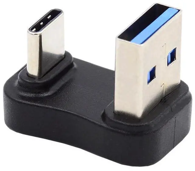 Main image of 10Gbps Type A USB3.0 Male to USB 3.1 Type C Male Data Opposite U Shape Back Up Angled 90 Degree Charge Adapter for Laptop Phone