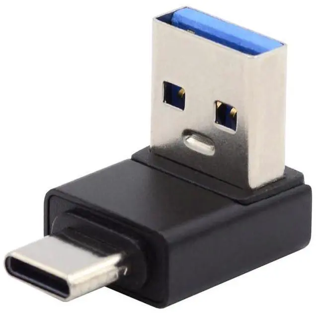 Main image of 10Gbps USB3.0 Type A Male to USB 3.1 Type C Male Data Charge Adapter 90 Degree Up Angled for Laptop Phone