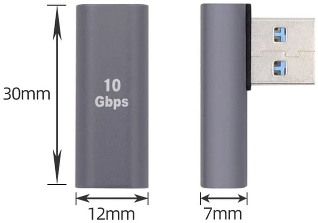 Alt view image 2 of 7 - USB-C Type C Female 90 Degree Left Angled Low Profile to USB 3.0 A Male Data Adapter for Laptop Desktop