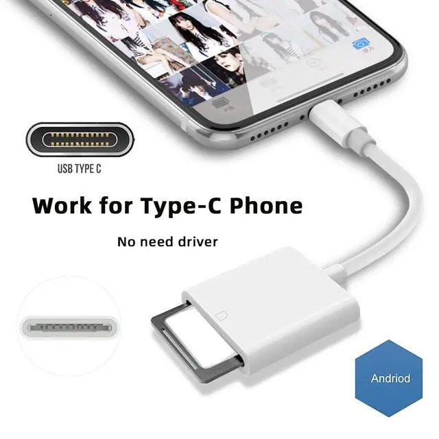 Alt view image 2 of 7 - USB-C Type C USB 2.0 to Standard SD SDXC SDHC Card Reader Adapter Compatible with MacBook Laptop Tablet Phone