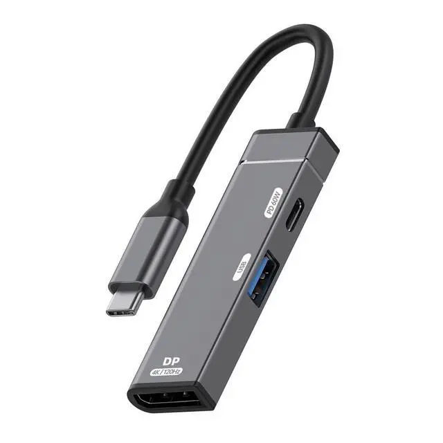 Main image of USB C Hub,3 in 1 USB C to Displayport 4K@120hz/USB 3.0 10Gbps/USB C PD 60W Charging Multi-Port Adapter