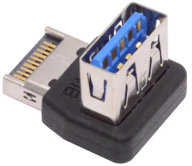 Main image of Type-E USB 3.1 Front Panel Header Male to Type-A USB3.0 Female Data Adapter Down Angled 90 Degree for Motherboard