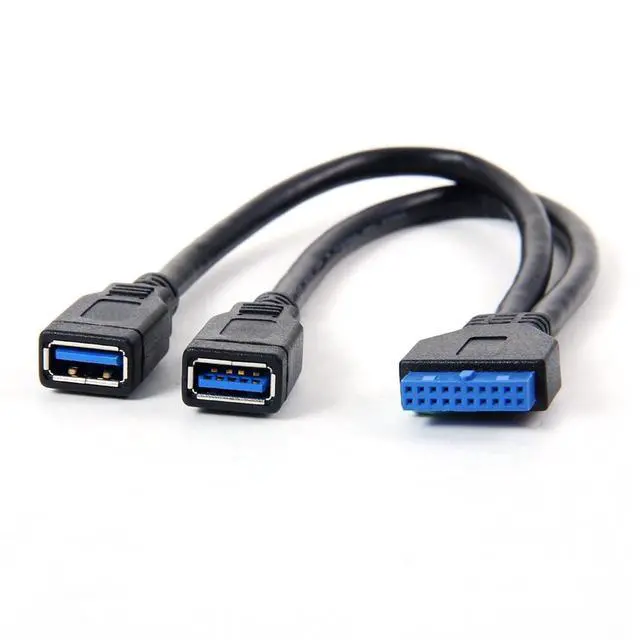 Alt view image 2 of 7 - USB 3.0 2 Ports Female to Motherboard 20pin Header Cable for Front Panel 20cm