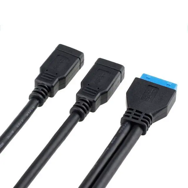 Alt view image 7 of 7 - USB 3.0 2 Ports Female to Motherboard 20pin Header Cable for Front Panel 20cm