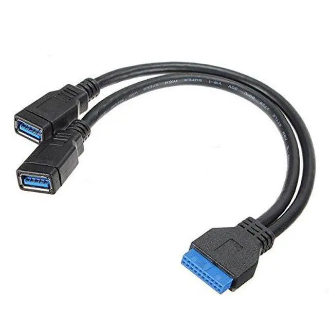 Alt view image 3 of 7 - USB 3.0 2 Ports Female to Motherboard 20pin Header Cable for Front Panel 20cm