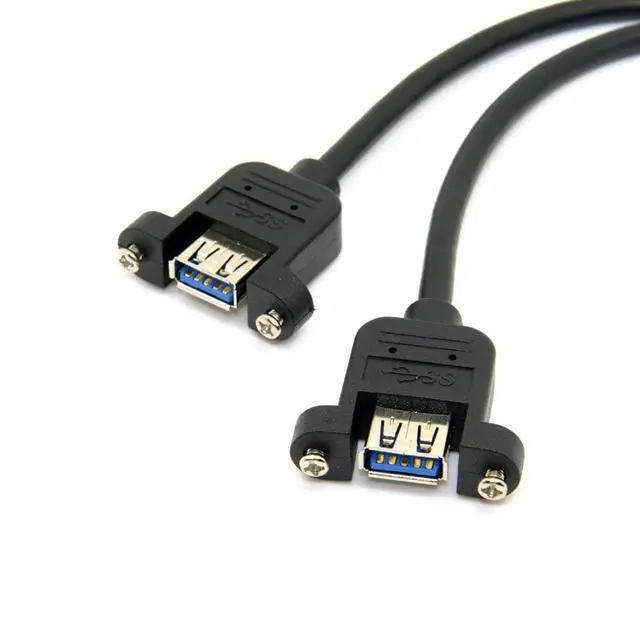 Alt view image 4 of 6 - USB 3.0 Dual Ports A Female Screw Mount Type to Motherboard 20pin Header Cable Black