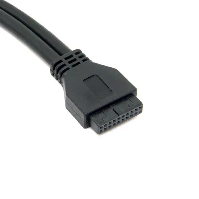 Alt view image 3 of 6 - USB 3.0 Dual Ports A Female Screw Mount Type to Motherboard 20pin Header Cable Black