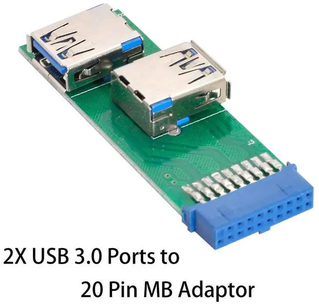 Alt view image 5 of 7 - Dual Side USB 3.0 A Type Female to Motherboard 20Pin 19 Pin Box Header Slot Adapter PCBA with LED