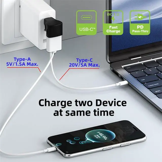 Alt view image 6 of 7 - USB-C USB3.0 Male to Dual Type-A OTG & Type-C Female Data Power Splitter Adapter Angled 10Gbps Compatible with Steam Deck Laptop