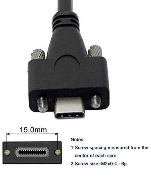 Alt view image 5 of 7 - USB 3.1 Type-C Dual M2 Screws Locking to Locking USB-C 10Gbps Data Cable Panel Mount Thumbscrews Type 200cm