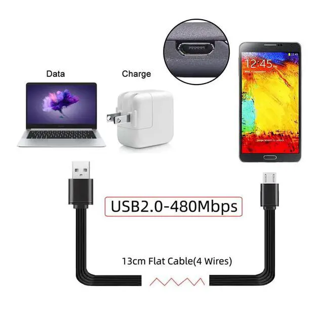 Alt view image 2 of 7 - 13cm USB 2.0 Type-A Male to Micro USB Male Male Data Flat Slim FPC Cable for FPV & Disk & Phone