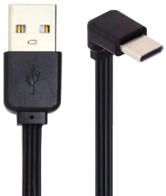 Main image of USB 2.0 Type-A Male to USB-C Type-C Up Down Angled 90 Degree Data Flat Slim FPC Cable for FPV & Disk & Phone 13cm