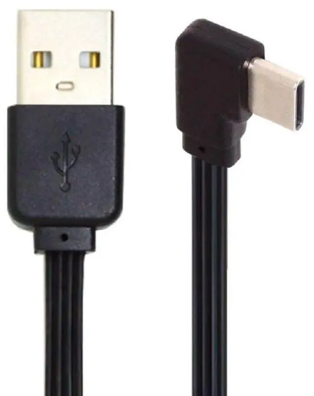 Main image of USB 2.0 Type-A Male to USB-C Type-C Left Right Angled 90 Degree Data Flat Slim FPC Cable for FPV & Disk & Phone 13cm