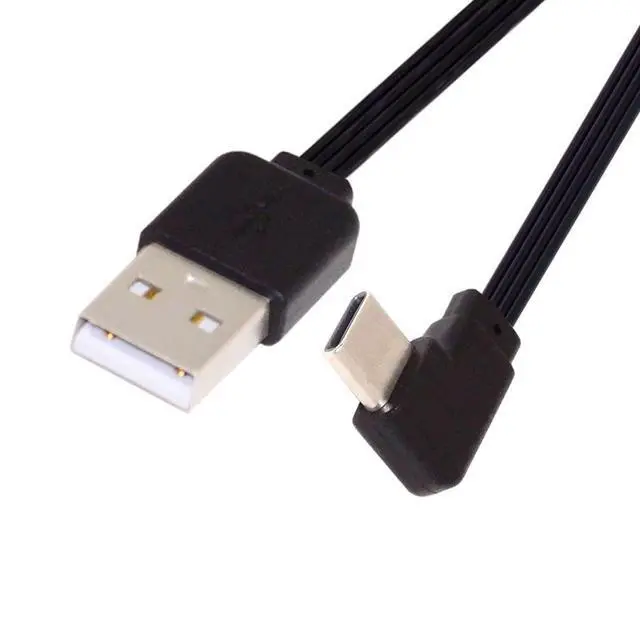 Alt view image 7 of 7 - USB 2.0 Type-A Male to USB-C Type-C Left Right Angled 90 Degree Data Flat Slim FPC Cable for FPV & Disk & Phone 13cm