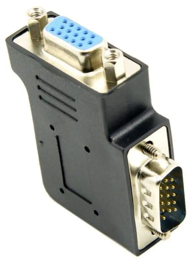Main image of HDB15Pin VGA RGB Screw Type Male to Female Right Angled 90 Degree Nut Type Extension Adapter for Monitor Displays