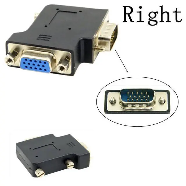 Alt view image 6 of 7 - HDB15Pin VGA RGB Screw Type Male to Female Right Angled 90 Degree Nut Type Extension Adapter for Monitor Displays