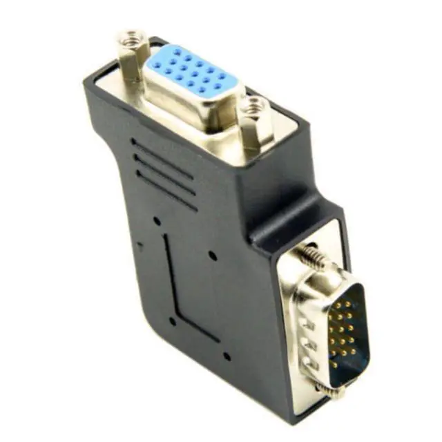 Alt view image 7 of 7 - HDB15Pin VGA RGB Screw Type Male to Female Right Angled 90 Degree Nut Type Extension Adapter for Monitor Displays