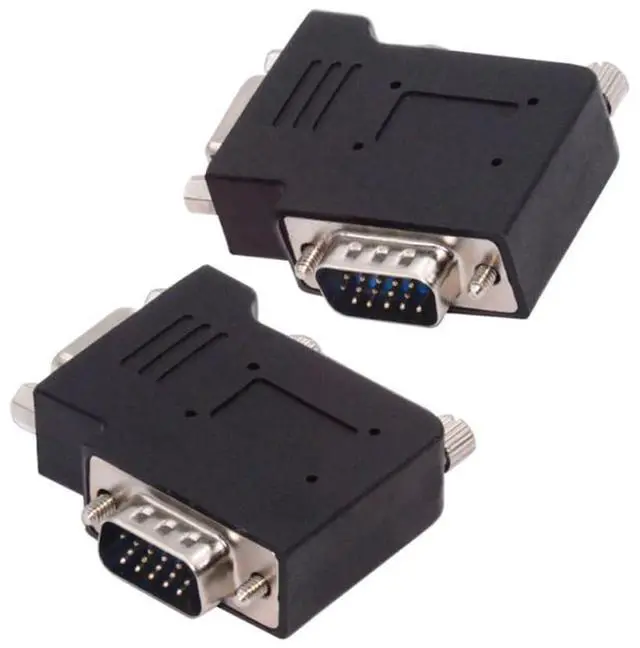 Main image of 2pcs/lot HDB15Pin VGA RGB Screw Type Male to Female Left & Right Angled 90 Degree Nut Type Extension Adapter for Monitor Displays