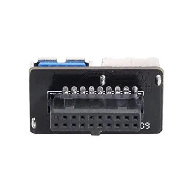 Alt view image 7 of 7 - Dual USB 3.0 A Type Female to Motherboard 20/19 Pin Box Header Slot Adapter PCBA Flat Type