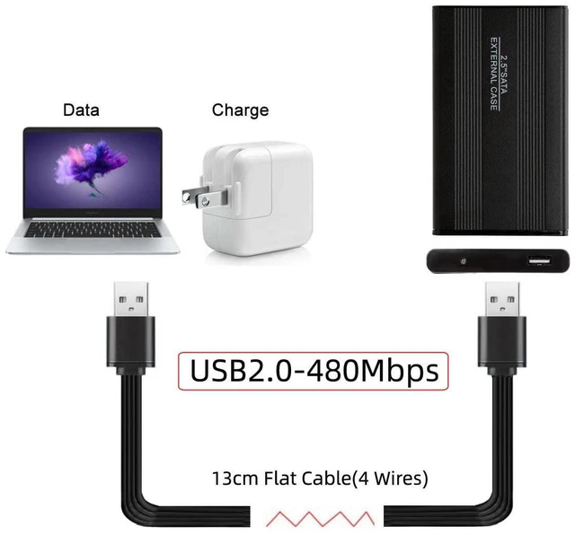 Alt view image 6 of 7 - 13cm USB 2.0 Type-A Male to Type-A Male Male Data Flat Slim FPC Cable for FPV & Disk & Phone