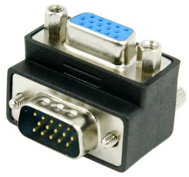 Main image of HDB15Pin VGA RGB Screw Type Male to Female Down Angled 90 Degree Nut Type Extension Adapter for Monitor Displays