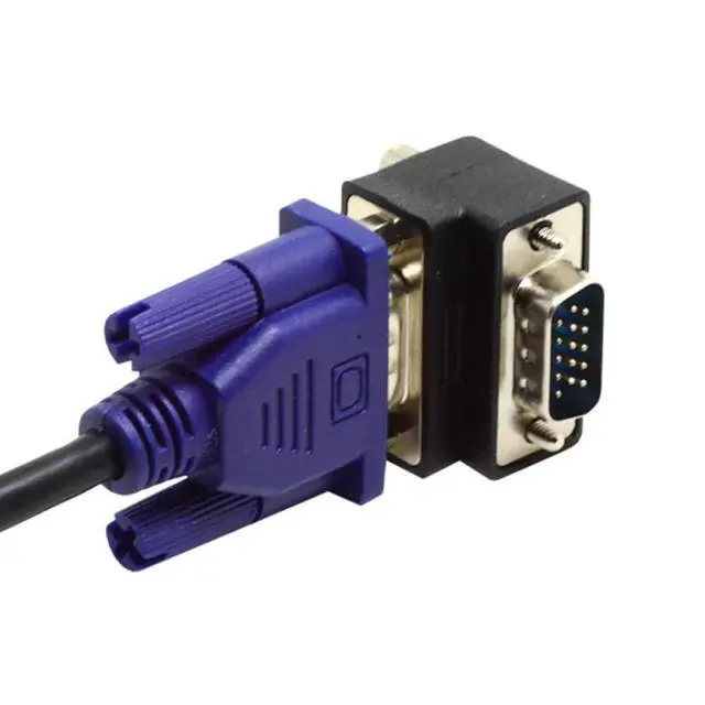 Alt view image 4 of 7 - HDB15Pin VGA RGB Screw Type Male to Female Down Angled 90 Degree Nut Type Extension Adapter for Monitor Displays