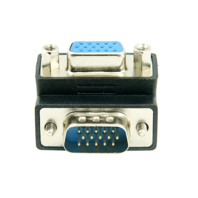 Alt view image 6 of 7 - HDB15Pin VGA RGB Screw Type Male to Female Down Angled 90 Degree Nut Type Extension Adapter for Monitor Displays