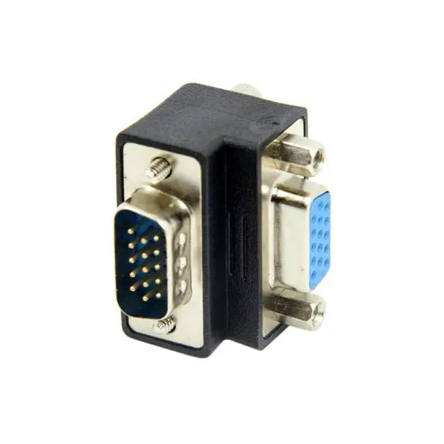 Alt view image 7 of 7 - HDB15Pin VGA RGB Screw Type Male to Female Down Angled 90 Degree Nut Type Extension Adapter for Monitor Displays