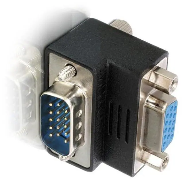 Main image of HDB15Pin VGA RGB Screw Type Male to Female Up Angled 90 Degree Nut Type Extension Adapter for Monitor Displays