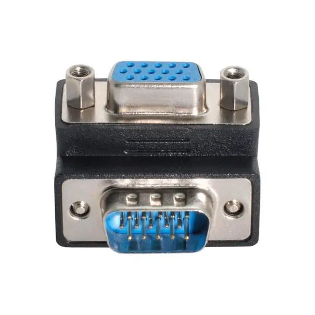 Alt view image 2 of 7 - HDB15Pin VGA RGB Screw Type Male to Female Up Angled 90 Degree Nut Type Extension Adapter for Monitor Displays