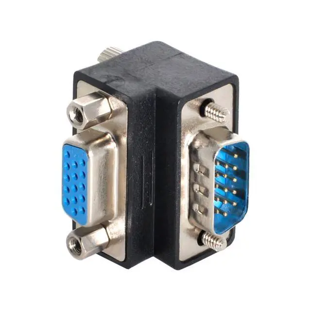 Alt view image 3 of 7 - HDB15Pin VGA RGB Screw Type Male to Female Up Angled 90 Degree Nut Type Extension Adapter for Monitor Displays