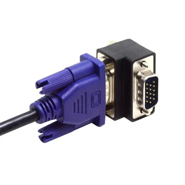 Alt view image 4 of 7 - HDB15Pin VGA RGB Screw Type Male to Female Up Angled 90 Degree Nut Type Extension Adapter for Monitor Displays