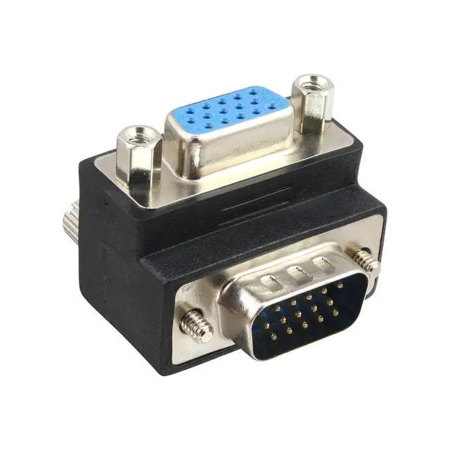 Alt view image 6 of 7 - HDB15Pin VGA RGB Screw Type Male to Female Up Angled 90 Degree Nut Type Extension Adapter for Monitor Displays