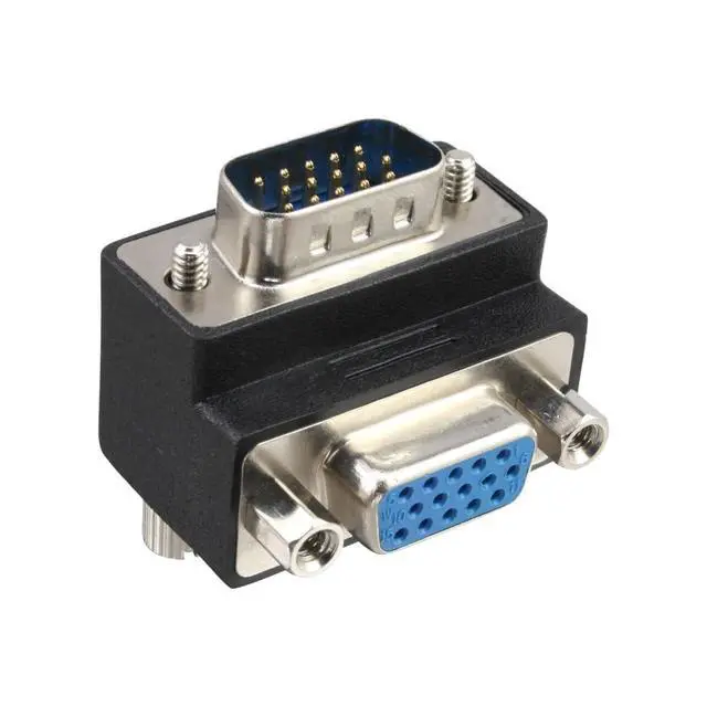 Alt view image 7 of 7 - HDB15Pin VGA RGB Screw Type Male to Female Up Angled 90 Degree Nut Type Extension Adapter for Monitor Displays