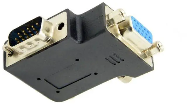Main image of HDB15Pin VGA RGB Screw Type Male to Female Left Angled 90 Degree Nut Type Extension Adapter for Monitor Displays