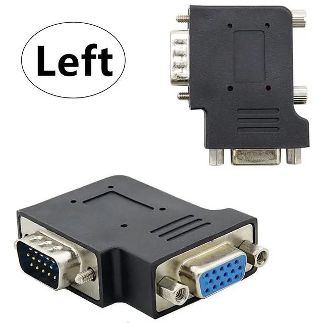 Alt view image 4 of 7 - HDB15Pin VGA RGB Screw Type Male to Female Left Angled 90 Degree Nut Type Extension Adapter for Monitor Displays